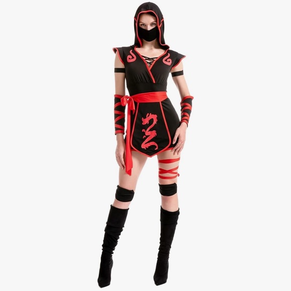 Spooktacular Creations Other - New - Spooktacular Creations Adult Ninja Warrior Costume - Black and Red